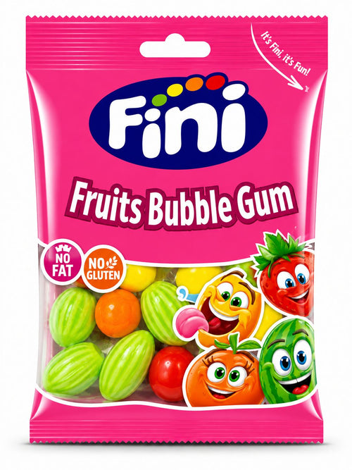 BONBON FINI FRUITS BUBBLE GUM 90G X12