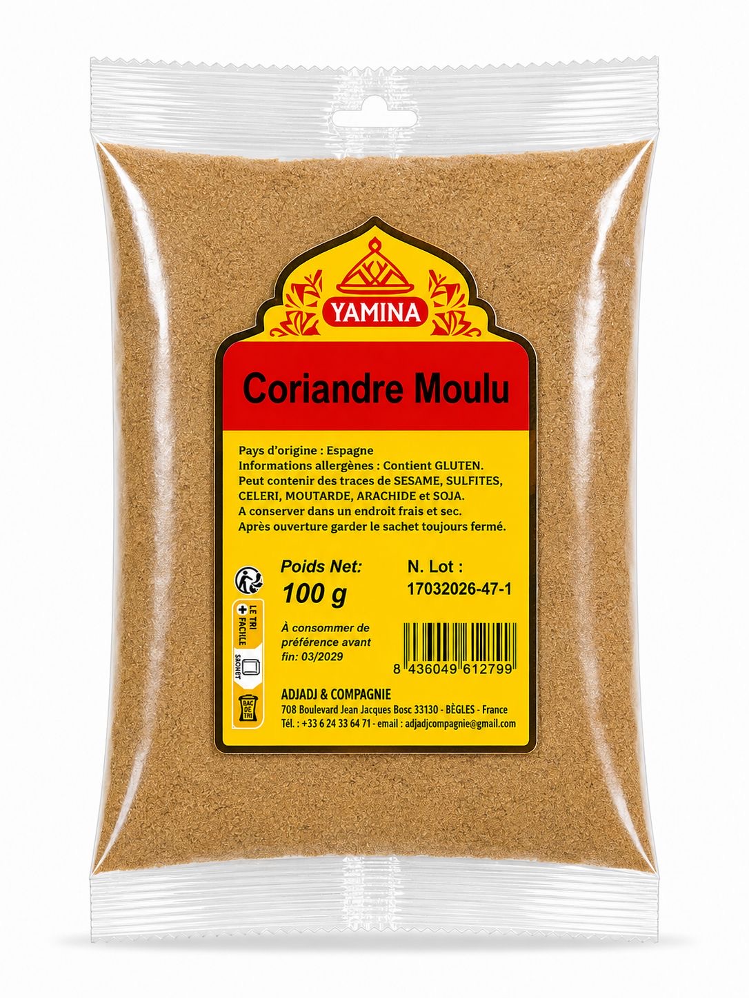 CORIANDRE MOULU 100G X20