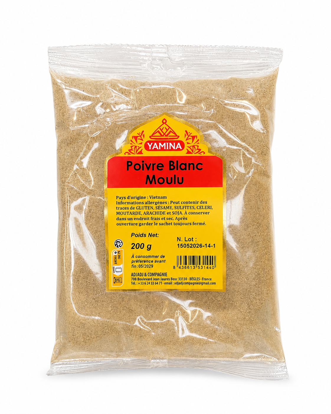 POIVRE BLANC MOULU 200G X15