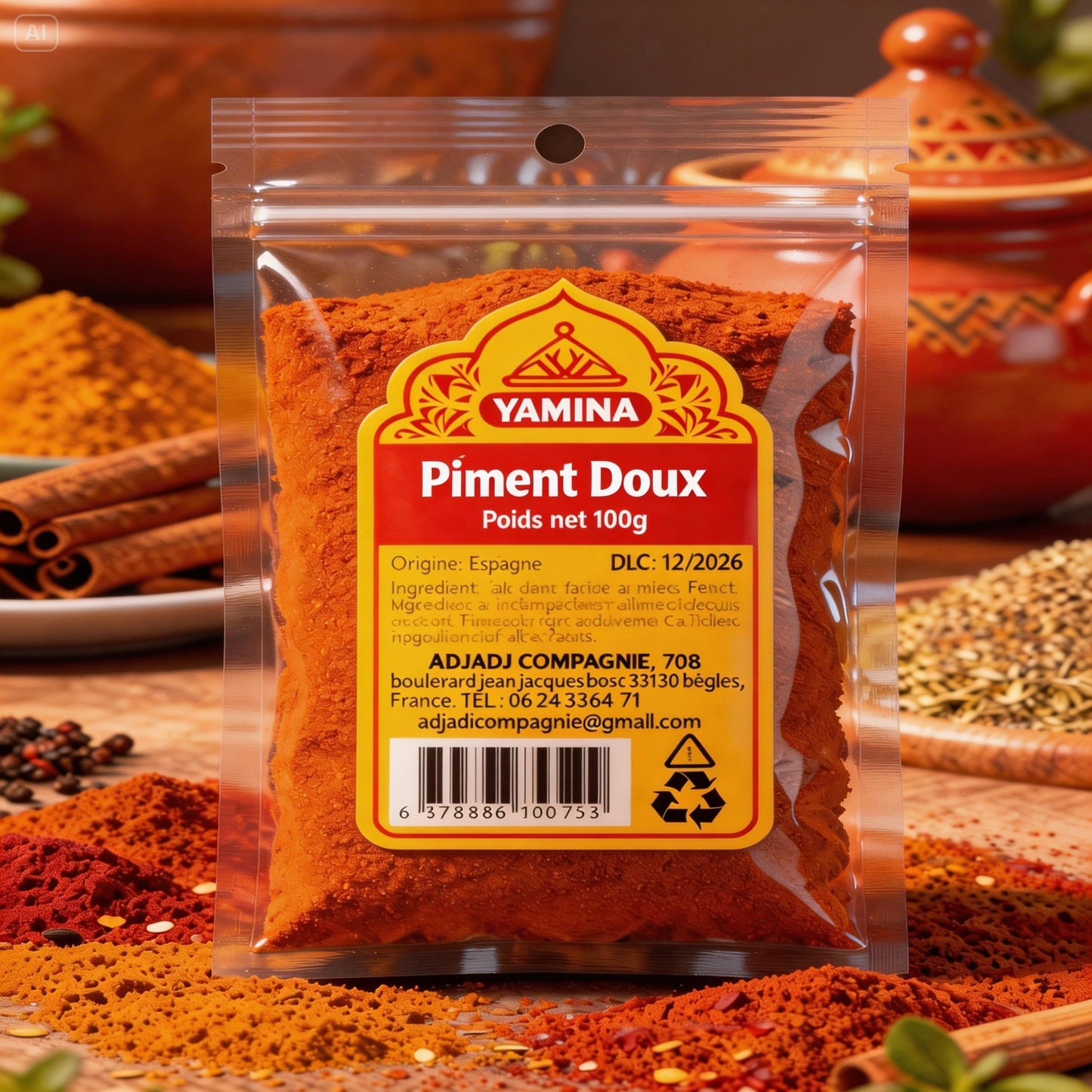PIMENT DOUX MOULU 100G X20
