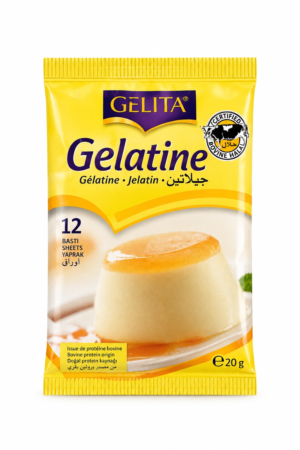 GELATINE BOEUF 12 FEUILLES 20G X50